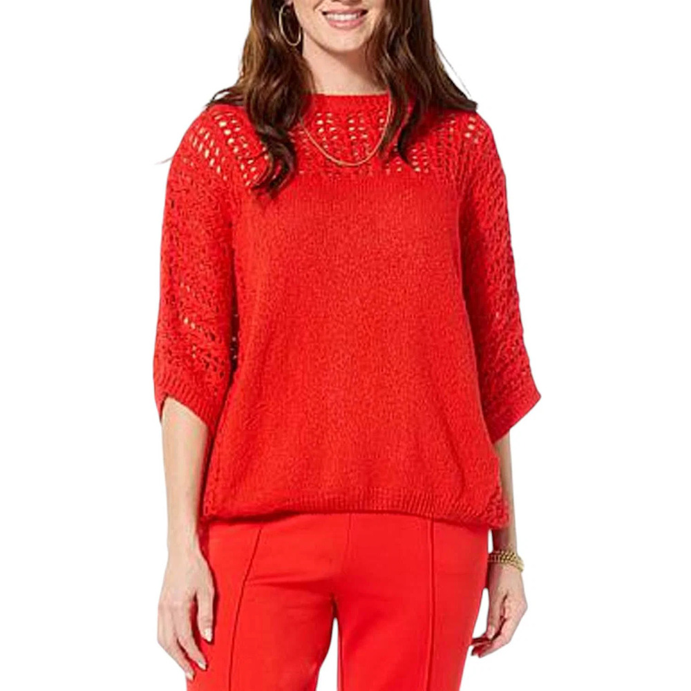 LB70 by Lloyd Boston Women's Excursion Open Stitch Top Red - Regular
